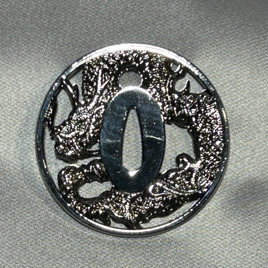 Tsuba dragon watermark black